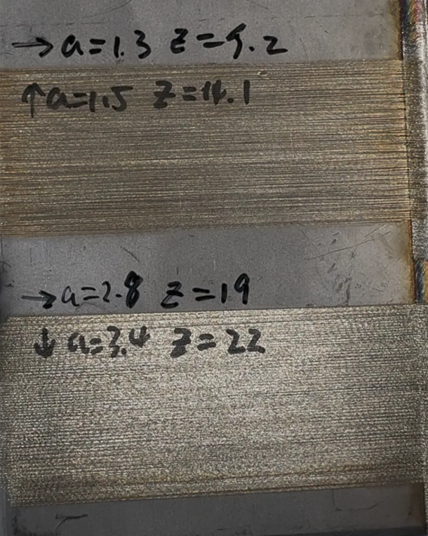 塗装下地向けに足付けした試験片とRa・Rzの実測値